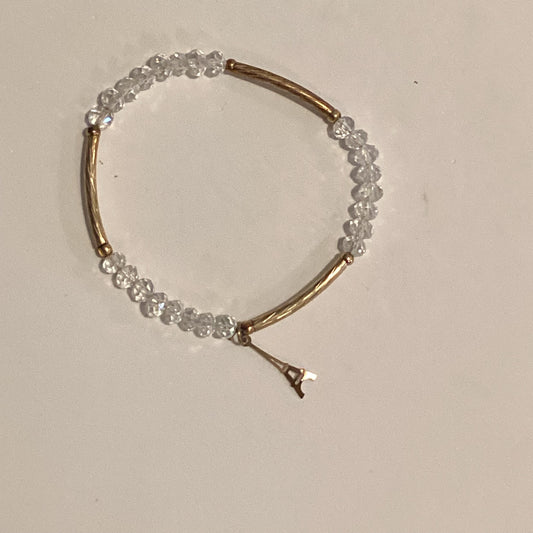 White crystal Paris tower bracelet