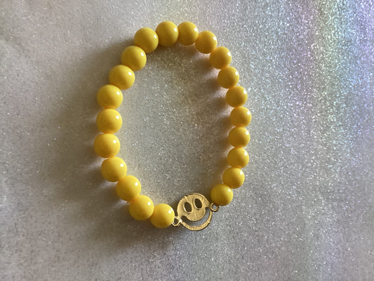 Little Girls Acrylic Bracelet with Smiley Charm